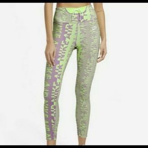 🆕Nike Air Epic Fast High Rise 7/8 Leggings Volt Lavender Green Women's Size M